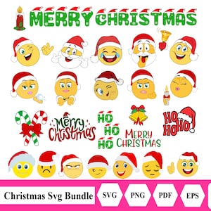 Smiley Gesicht Santa svg, Weihnachten Smiley Emoji mit Weihnachtsmütze Clip Art Cartoon digitale Dateien svg eps pdf png Dateien, t-shirt design svg,