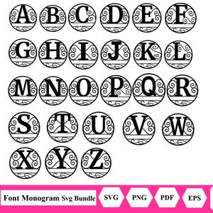 Font Monogram Svg Bundle, Split Monogram Letters Svg, Family Monogram Svg, Monogram Font Alphabet, Monogram Svg Files, Cut File For Cricut