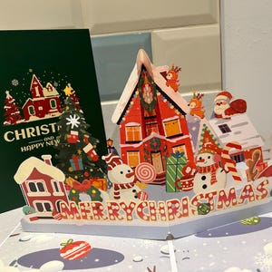 Carte de Noël pop-up 3D Carte de train du Père Noël pour elle pour lui pour ami pour famille pour enfant amoureux du train