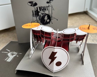 3d pop up card for Drumer musician music lovers  18.3 * 17.3 cm