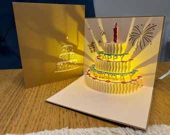 Tarjeta de cumpleaños musical emergente Tarjeta de cumpleaños 3D con luz