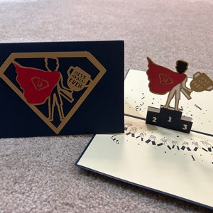 Biglietto 3D per la festa del papà Il miglior papà di sempre Biglietto pop-up per super papà