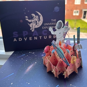Cartão em branco 3d cartão de aniversário cartão de natal cartão de agradecimento cartão de astronauta cartão de espaço cartão de dia dos pais presente para fã de ficção científica