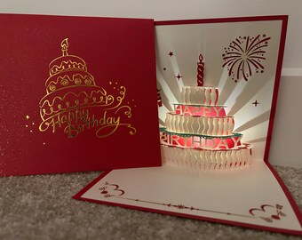 Pop Up Musical birthday card 3D birthday card with light and switch control