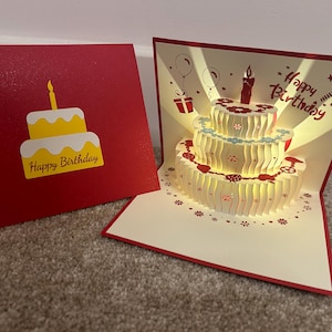 Carte d'anniversaire musicale pop-up Carte d'anniversaire 3D avec lumière et interrupteur
