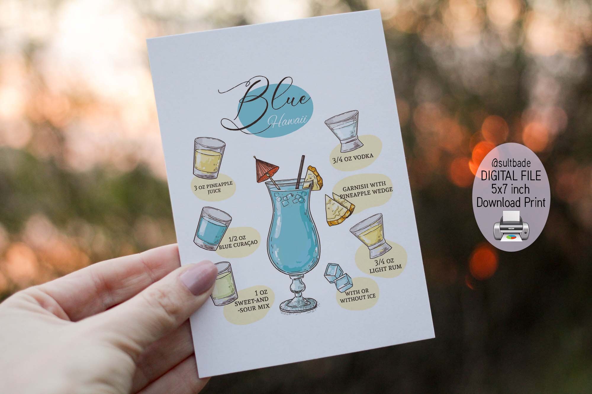 Cocktail Recipe Card Template Drink Recipe Cards Printable Etsy