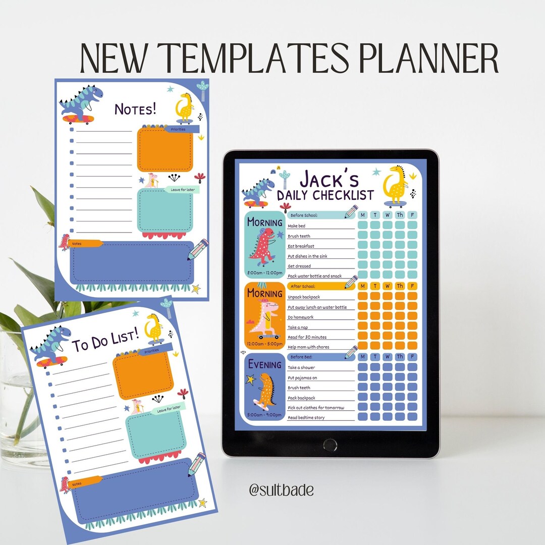 Kids Daily School Checklist Schedule Printable,animal Themed,editable