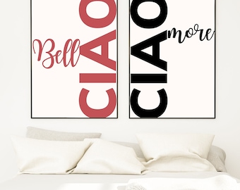 Bella Ciao Ciao Amore Poster Set, Italian Typography Prints (Digital Download)