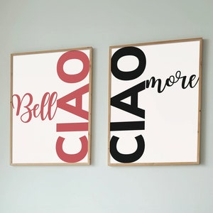 Ciao Bella Poster, Italian Phrase, Ciao quote, Ciao Amore Print, Italian Slogan print, Typography Print, poster digital, wall decor