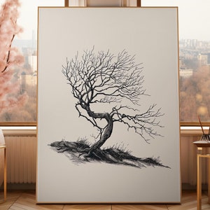 Vintage Tree sketch, Nature print, drawing Tree, Neutral Wall Art, Antique Drawing of Tree,Antique Rustic Tree Sketch Art,Artwork Tree Print
