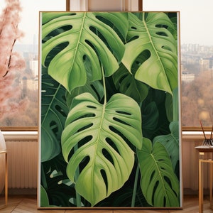 plant Wall Art, Monstera Plant Art Print, Plant Gift, Plant Poster, Monstera Art Print, Houseplant Drawing Decor, Botanical Illustration,
