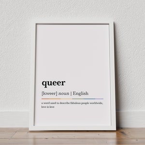 queer definition print, queer wall art, LGBTQ gift, LGBT pride wall art, gay, lesbian, bisexual, transgender, Love is Love Poster, Queer Art