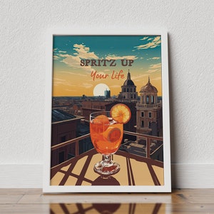 Póster de Aperol Spritz, Póster de cóctel, Póster de Aperol, Aperol Spritz, Póster de bebida, Póster de alcohol, Póster de Italia, Póster de moda, Digital