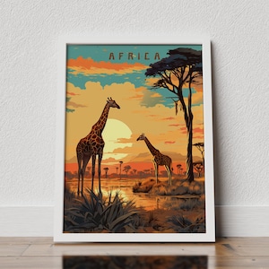 Póster de África, Parque Nacional Kruger, Arte de vida silvestre de safari, Safari en África, Impresión de viaje a África, Póster vintage de África, Impresión de safari en África