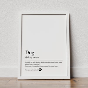 Dog Definition Print, minimalist, funny humour prints, pets print, Dog Printable, Dog Lover Gift, definition print, Dog poster, dog wall art