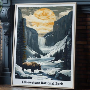 Yellowstone National Park art, Wyoming Poster, Yellowstone National Park Poster, Vintage Travel Poster, Yellowstone Poster, Yellowstone gift