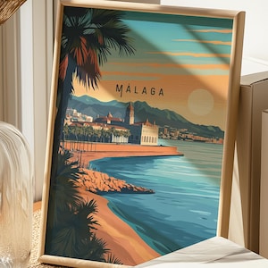 Malaga Spain Wall Art, Andalusia Watercolor Art, Malaga Gift, Spain Home Décor, Spain poster, Malaga Spain Travel Poster,Malaga Illustration