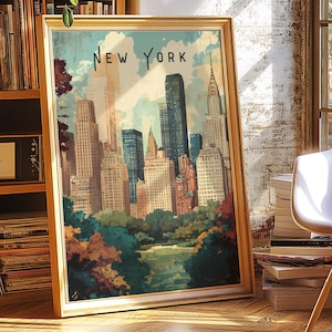New York City Travel Poster, Retro Manhattan Wall Art, New York print, New York poster, New York City Wall Art, NYC Print Poster, NYC lover