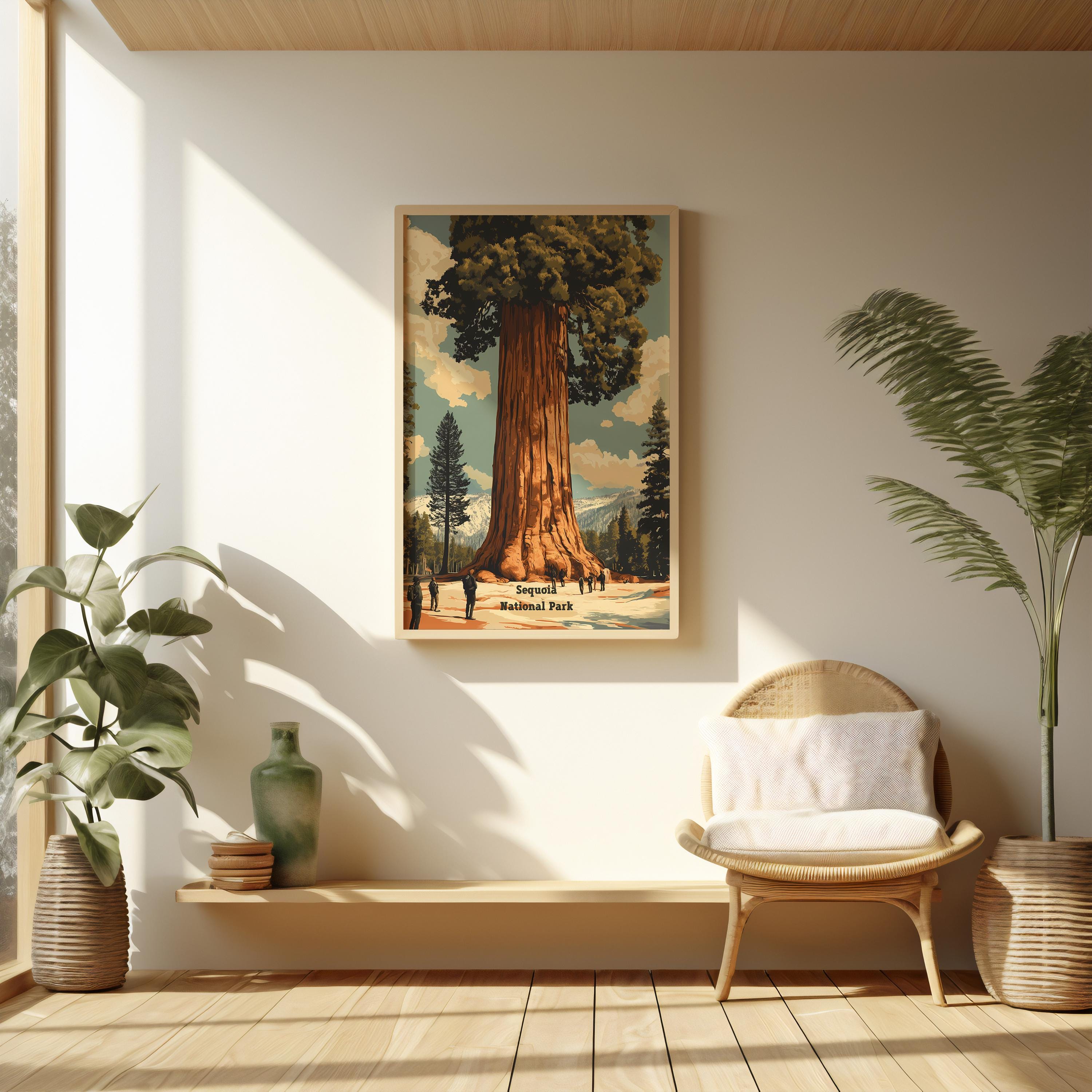 Sequoia National Park Poster Printable, Giant Tree Wall Art