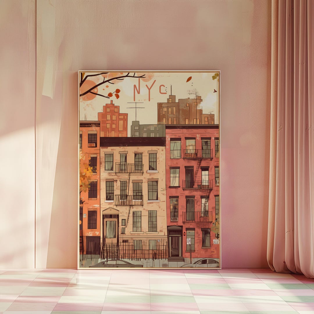 NYC Cityscape Print, Warm Tones, Urban Apartment Decor (digital ...