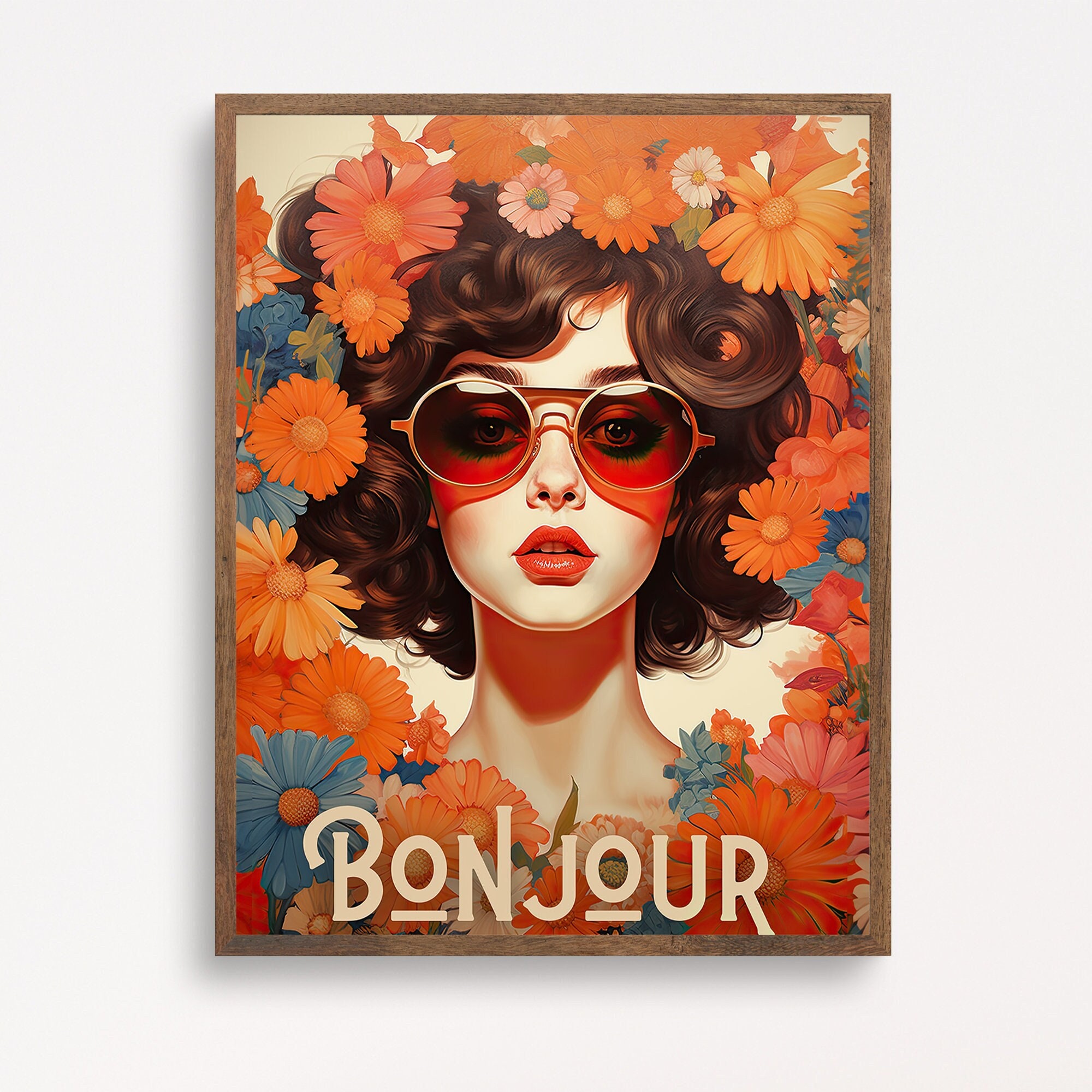 Bonjour Poster, French Print, Retro Wall Art, Bonjour Print Wall Art,  Bonjour Retro Wall Decor, Bonjour Typography Print, Bonjour Print - Etsy