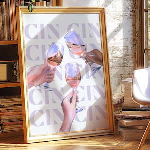 Trendy Cin Cin Poster, Cheers Print, Cocktail Print, Poster Gift, Retro Art, Kitchen Print, Cin Cin Print, Cin Cin Poster, cocktail poster
