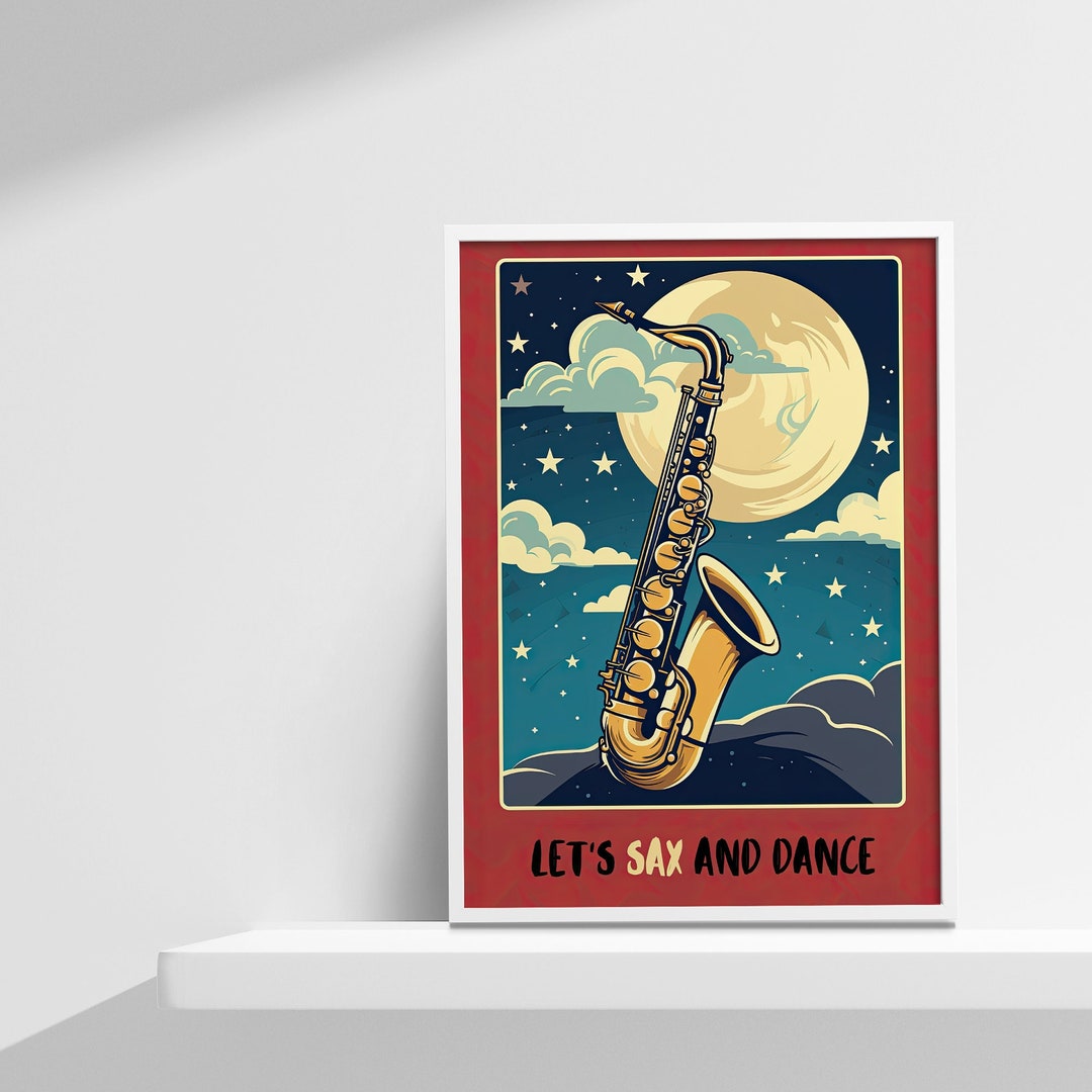 Saxophone Lesson Poster Let’s Sax and Dance Poster Printable, Funny Music Wall Art, Jazz Poster ...
