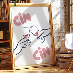 Trendy Cin Cin Poster, Cheers Print, Cocktail Print, Poster Gift, Retro Art, Kitchen Print, Cin Cin Print, Cin Cin Poster, cocktail poster