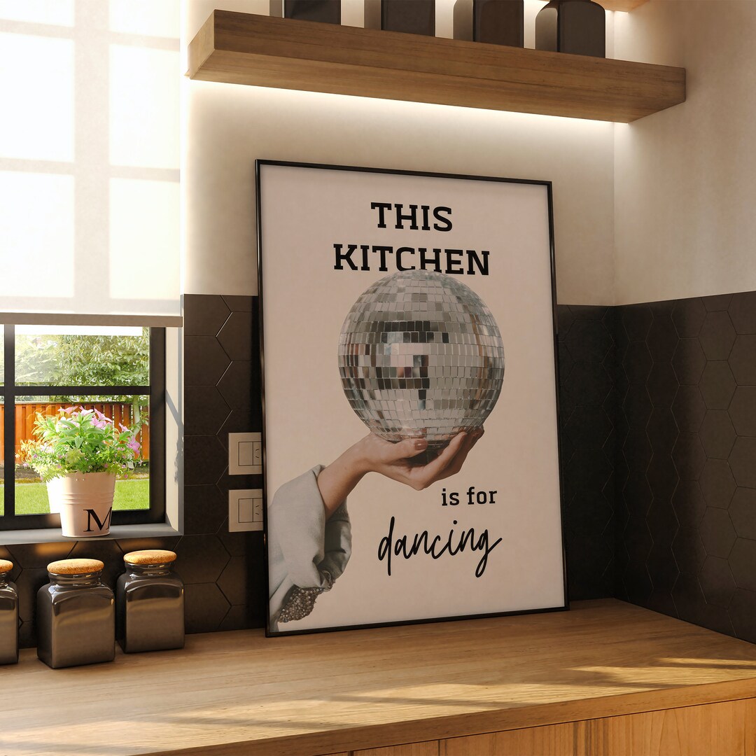 kitchen wall art set of 6 fun foodie prints this... This Kitchen is for Dancing Printable, Kitchen Wall Art, Funny Kitchen ...
