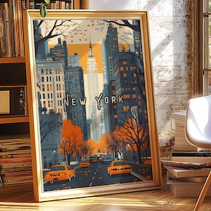 Plakat podróżniczy z Nowego Jorku, sztuka ścienna z Manhattanu w stylu retro, wydruk z Nowego Jorku, plakat z Nowego Jorku, sztuka ścienna z Nowego Jorku, plakat z wydrukiem z Nowego Jorku, miłośnik Nowego Jorku