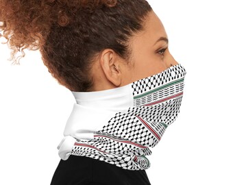 Maschera per il viso con ghetta per collo leggera con motivo Kufiyah Nero Bianco Rosa Marrone Palestina libera