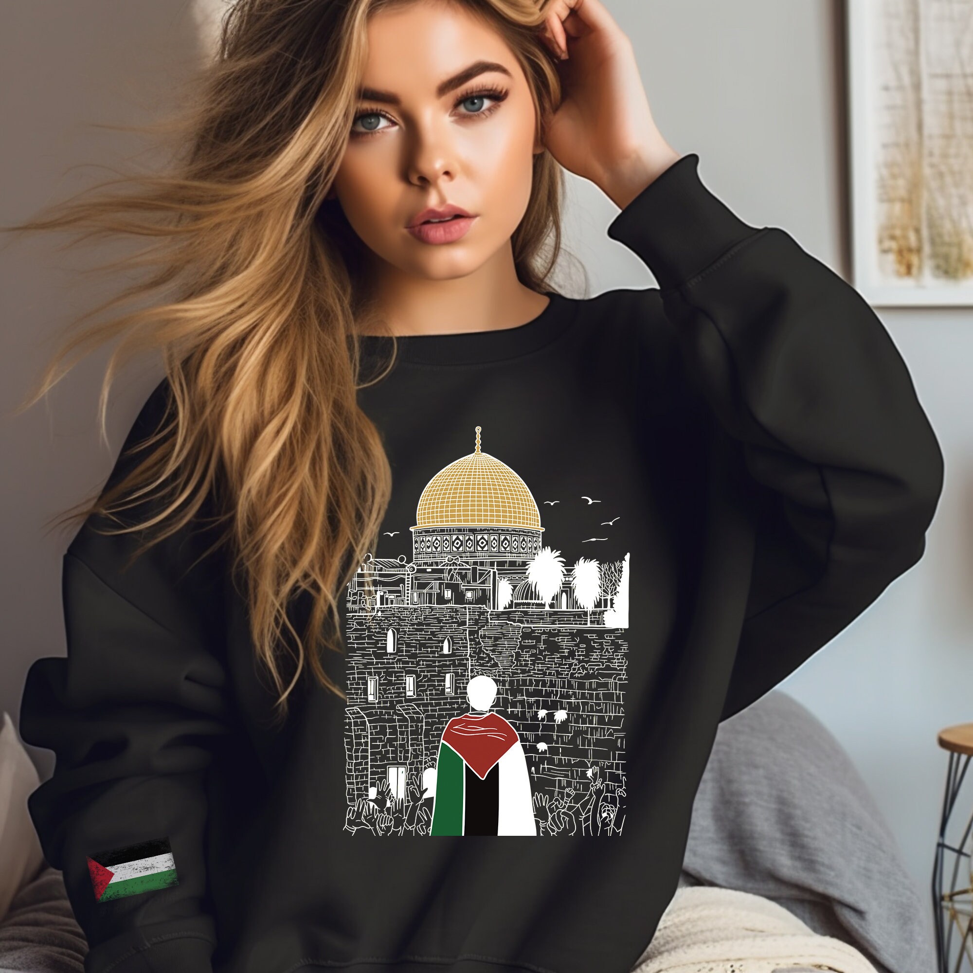 thumbnail image 2 of Palestine T-Shirt Unisex - Al-Aksa Mosque Keffiyeh Print - 100% Cotton Heavy Blend S To 5XL - Uneek 2 of 5