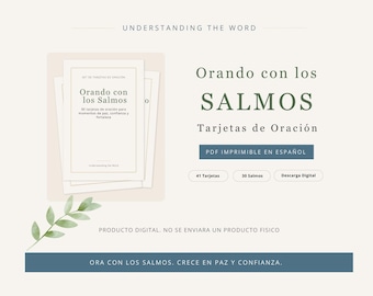 Orando con los Salmos, 30 Tarjetas de Oracion en Español, PDF Imprimible Biblico
