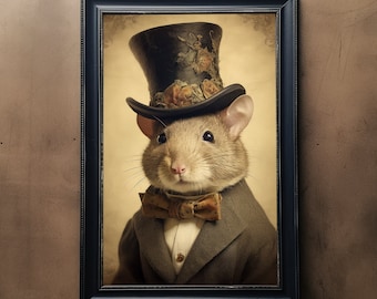 Impresión victoriana de un ratón: Arte animal divertido (descarga digital)