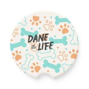 ソープストーン カーコースター - グレートデーン DaneLife、犬好きのコースター、カーアクセサリー、ユニークな車の装飾、カップホルダーインサート