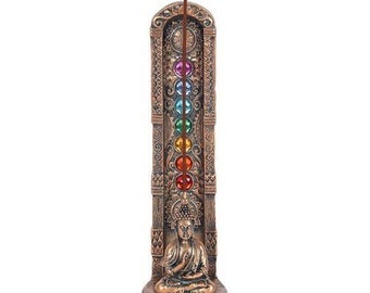 Chakra Buddha Incense Stick Holder - Antique Bronze Effect