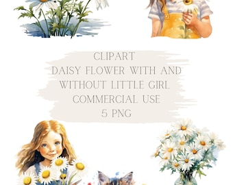 Daisy - 5 high quality JPGs, digital planner, colloring page, junk journal, wall art, sticker, cards, commercial use, digital download