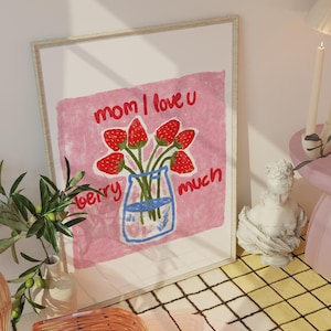 Imprimible divertido para el Día de la Madre / Mamá, te quiero mucho Berry / Arte digital para pared, tarjeta o taza