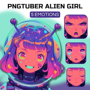Alien Girl PNGTuber Model | Chibi Alien Girl PNGTuber Premade Avatar | Chibi PNG Tuber Asset | Cute PNG Tuber Model | Veadotube Model