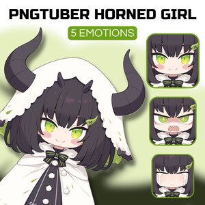 Chibi PNGTuber Model | Horned Chibi Girl PNGTuber Premade Avatar | Chibi PNG Tuber Asset | Cute PNG Tuber Model | Veadotube Model