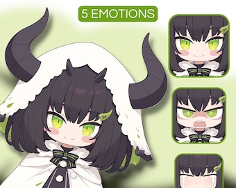 Horned Chibi Girl PNGTuber Model | 5 Emotions (Veadotube File)