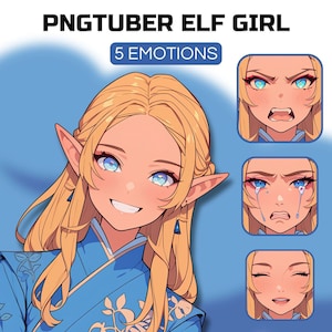 Elf Girl PNGTuber Model | Chibi Elf PNGTuber Premade Avatar | Chibi PNG Tuber Asset | Cute PNG Tuber Model | Veadotube Model