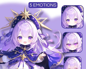 Modelo PNGTuber de la Hechicera de la Luz Estelar / 5 Emociones (Descarga instantánea)