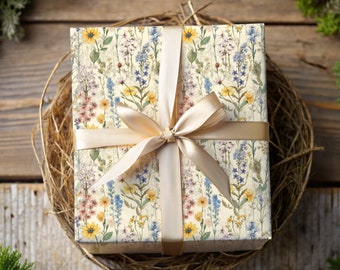 Vintage Wildflower Wrapping Paper | Vintage Gift Wrap | Mother’s Day Paper | 2 NEW Size Options | 2 Finishes