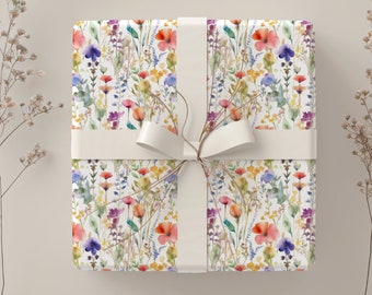 Nature Flower Wrapping Paper | Wildflower Gift Wrap | Nature-Inspired Gift Wrap | 2 Size Options | 2 Finishes