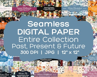 Seamless Digital Paper ENTIRE COLLECTION | Unlimited Lifetime Use | Past, Present & Future | Repeatable Patterns | Scrapbook Paper | JPG