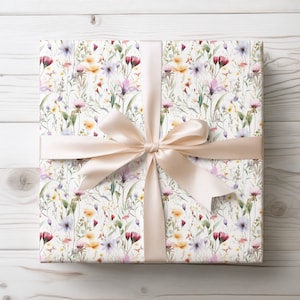 Wildflower Botanical Wrapping Paper | Mother’s Day Gift Wrap | Luxury Gift Packaging | 2 NEW Sizes | 2 Finishes