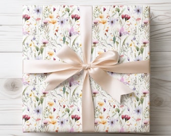 Wildflower Botanical Wrapping Paper | Mother’s Day Gift Wrap | Luxury Gift Packaging | 2 NEW Sizes | 2 Finishes