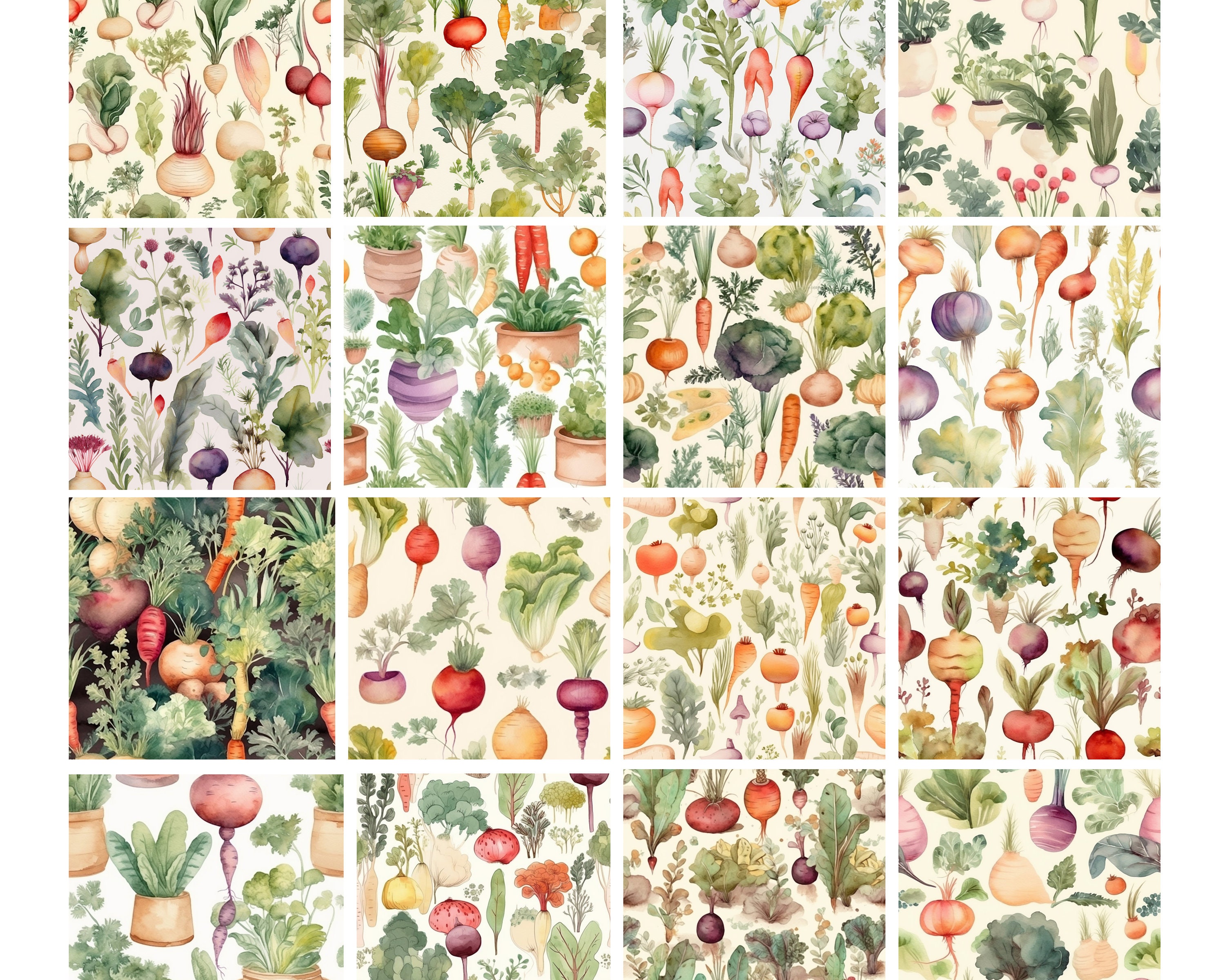 Seamless Vegetable Digital Paper Paper Scrapbook Paper Vegetable