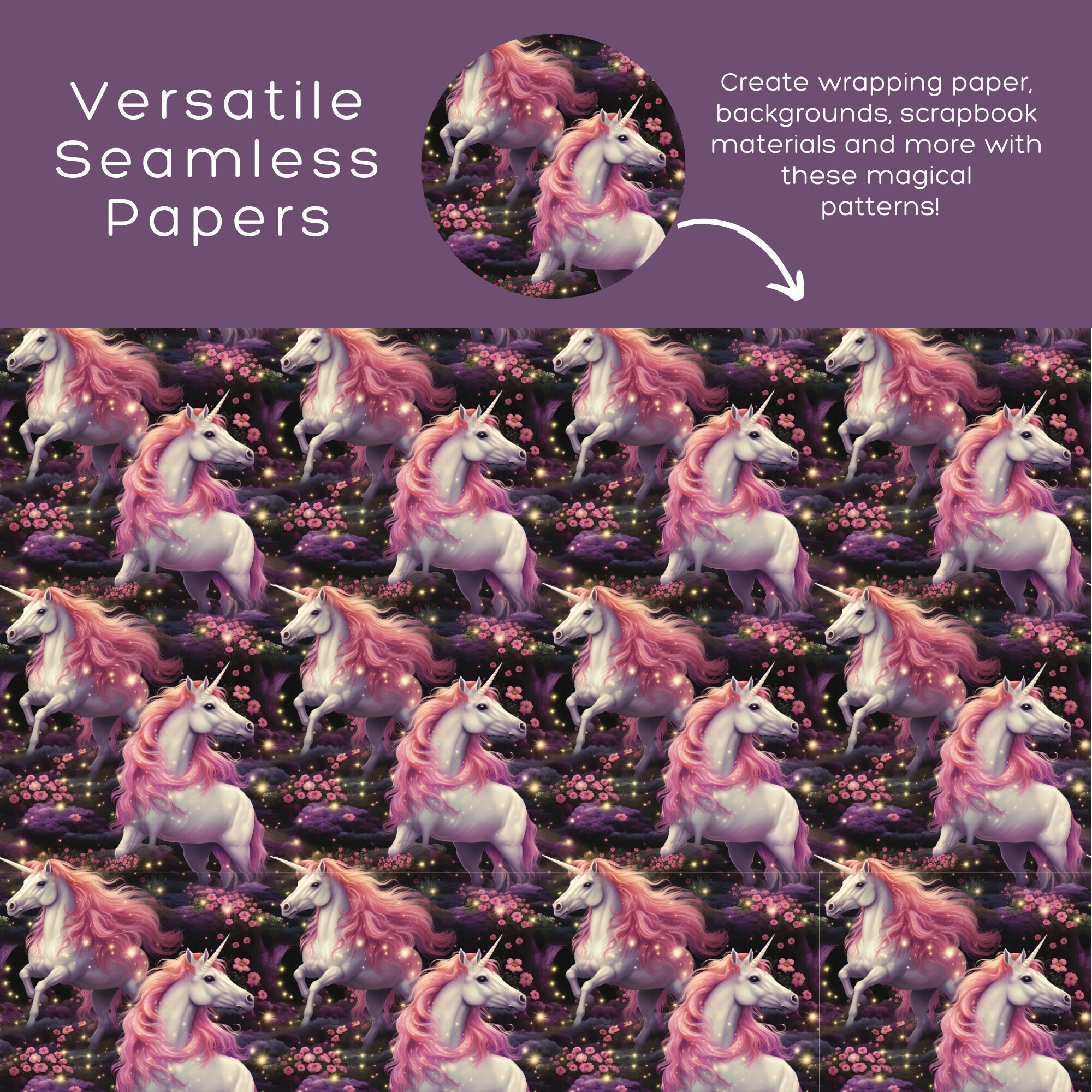 Magical Unicorns Seamless Digital Paper Scrapbook Paper - Etsy